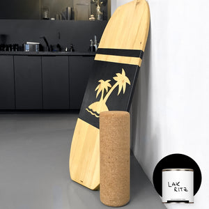 DIY Balanceboard mit Schablone in Schwarz lackiert