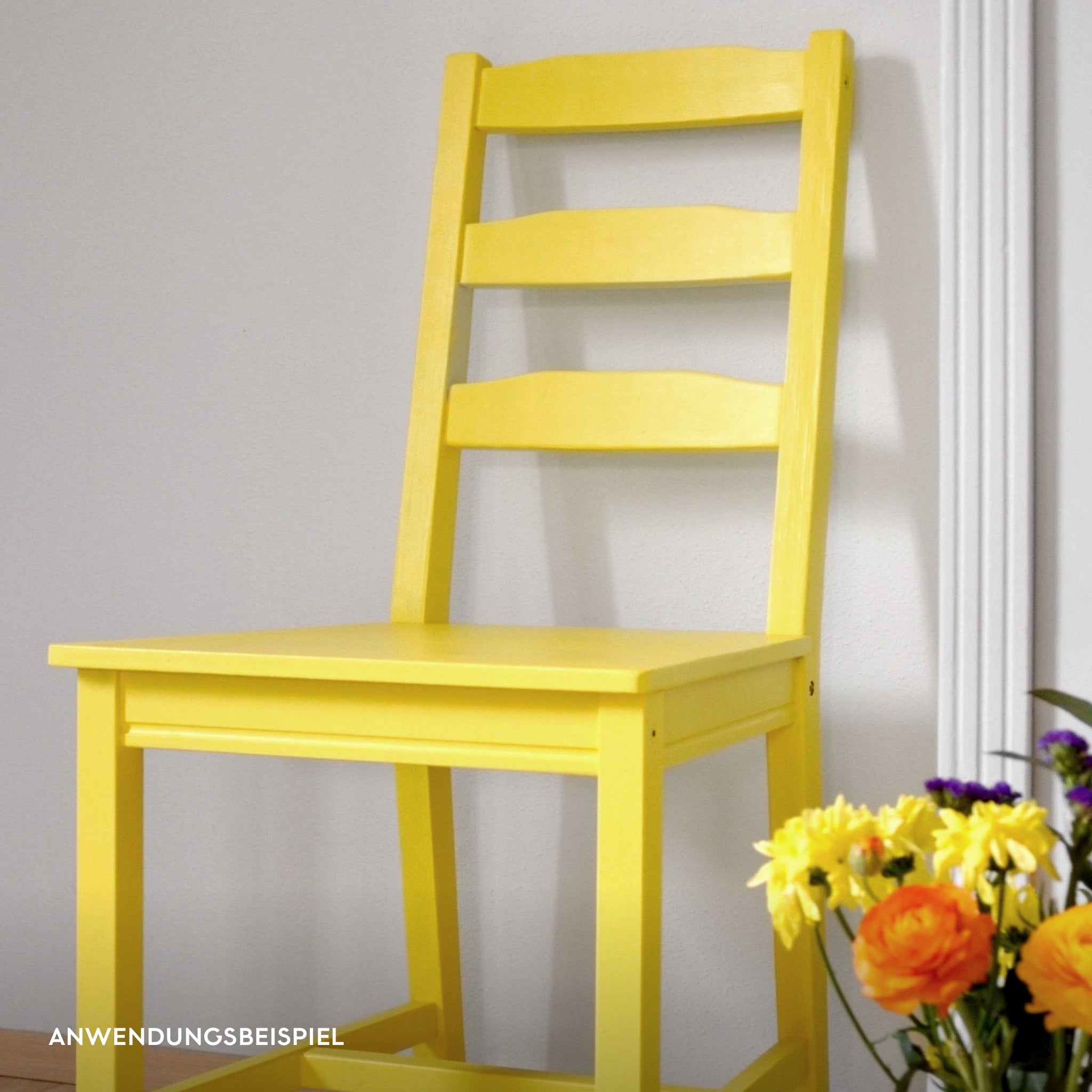 Stuhl gelb streichen ohne schleifen, Möbel-Upcycling mit hochwertiger Möbelfarbe